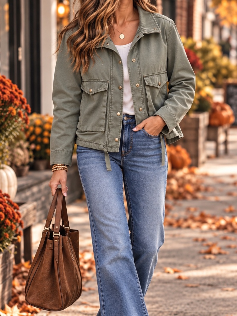 Caslon - Utility Drawstring Jacket - Olive Green